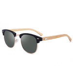 Oulylan Polarized Sunglasses Men Women Wood Bamboo Sun Glasses Retro Brand Design Club Round Sunglass Driving Half Frame Eyewear