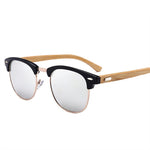 Oulylan Polarized Sunglasses Men Women Wood Bamboo Sun Glasses Retro Brand Design Club Round Sunglass Driving Half Frame Eyewear