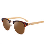 Oulylan Polarized Sunglasses Men Women Wood Bamboo Sun Glasses Retro Brand Design Club Round Sunglass Driving Half Frame Eyewear