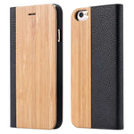 NORTHFIRE Bamboo Natural Wood Case For iPhone 11/11 Pro Max XR X XS Max 6/6S/7/8 Plus PU Leather Flip Case Coque Pouch