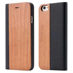 NORTHFIRE Bamboo Natural Wood Case For iPhone 11/11 Pro Max XR X XS Max 6/6S/7/8 Plus PU Leather Flip Case Coque Pouch