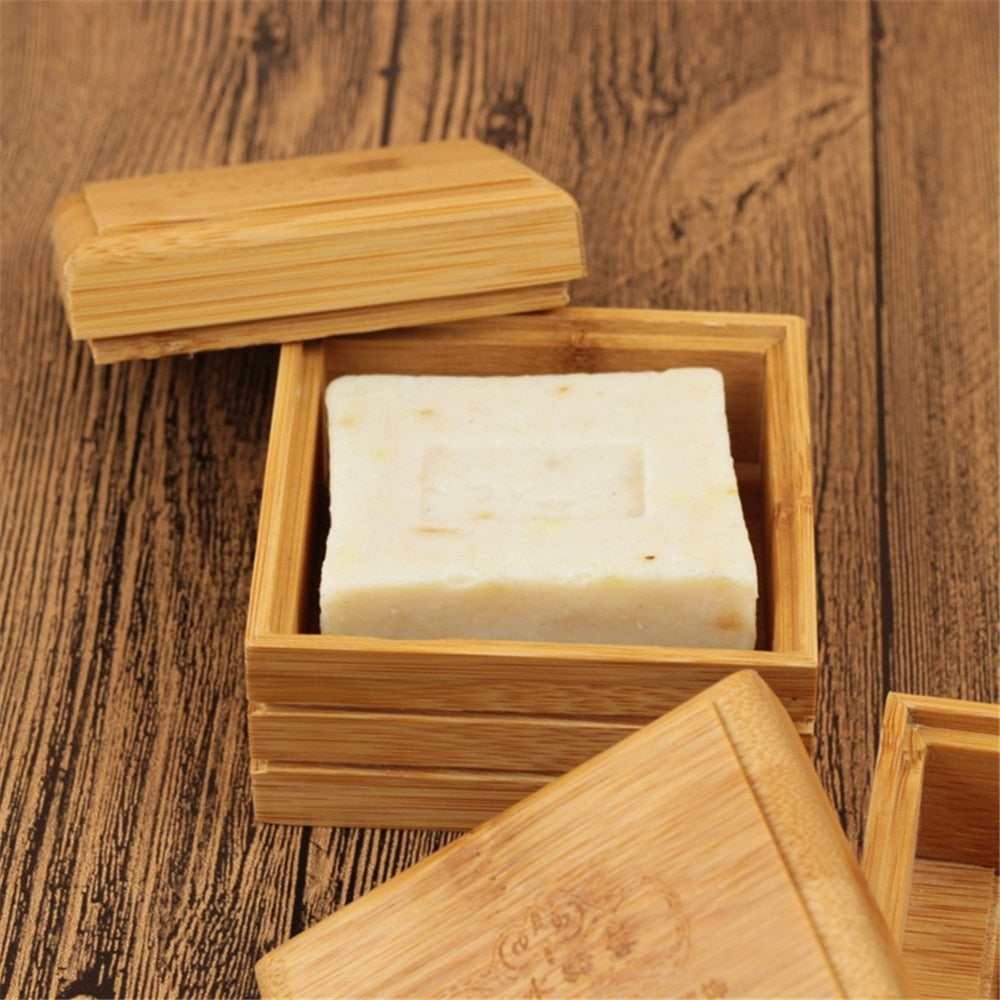 Travel Soap Dish Box Soap Case Holder Eco-Friendly Bamboo Wooden Soap Dish Container Soap Storage Box Bathroom Accessories