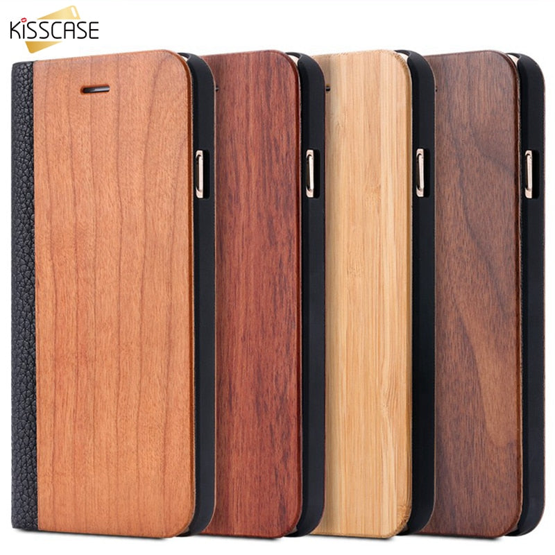 Natural Wood Flip Case For iPhone 11 Pro Max X XS XR 8 7 6 6S Plus Samsung Galaxy S20 Ultra Plus S10 S9 S8 S7 Edge Leather Case