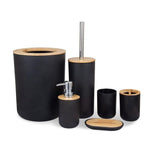Set of 6 Plastic Bathroom Accessories Set With Bamboo Toothbrush Holder Toothpaste Dispenser Case Soap Box Toilet Shower Storage