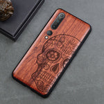 Carved Skull Wood Phone Case For Xiaomi mi 10 mi 9t pro 9 se 8 lite Mi A3 Xiaomi redmi note 8 pro k30 Silicon Wooden Case Cover