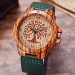 Black Tree of Life Imitation Bamboo Wood Watch Men Women Couple Quartz Wooden Clock Leather Wristwatch Male Reloj montre uhr