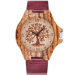 Black Tree of Life Imitation Bamboo Wood Watch Men Women Couple Quartz Wooden Clock Leather Wristwatch Male Reloj montre uhr