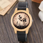 Black Tree of Life Imitation Bamboo Wood Watch Men Women Couple Quartz Wooden Clock Leather Wristwatch Male Reloj montre uhr