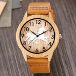 Creative Wood Watch Men Women Couple Quartz Imitation Bamboo Wooden Male Animal Horse Watch Watches Leather Wrist Clock Reloj