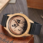 Creative Wood Watch Men Women Couple Quartz Imitation Bamboo Wooden Male Animal Horse Watch Watches Leather Wrist Clock Reloj