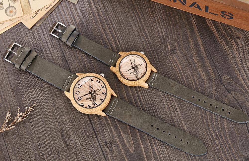 Wood Watch Men Women Couple Imitation Bamboo Wooden Quartz Male Watches Leather Mexico Skull Head Horse Deer Light Clock Reloj