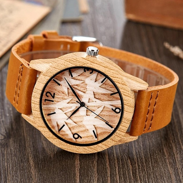 Wood Watch Men Women Couple Imitation Bamboo Wooden Quartz Male Watches Leather Mexico Skull Head Horse Deer Light Clock Reloj