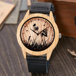 Creative Wood Watch Men Women Couple Quartz Imitate Bamboo Wooden Watch Minimalist Watches Soft Brown Leather Wrist Clock Reloj