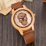 Creative Wood Watch Men Women Couple Quartz Imitate Bamboo Wooden Watch Minimalist Watches Soft Brown Leather Wrist Clock Reloj