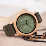 BOBO BIRD D11 Bamboo Wood Watches for Women Men Brand Design Green Nylon Straps Watch Drop Shipping in Box
