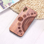 Real Bamboo Engraved Cosmic Space Mandala Wood Phone Case Funda For iPhone 6 6S 6Plus 7 7Plus 8 8Plus XR X XS Max 11 Pro Max