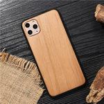 Natural Wood Case for iPhone 11 11Pro XS Max XS 6 6s 7 8 Plus Wooden Cover Bamboo Patterns Wood Slice + Plastic Edges Back Cover