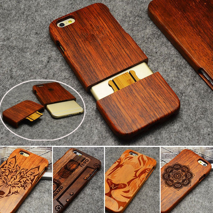 LYBALL Wooden Phone Case 100% Handmade Natural Real Wood Bamboo Hard Cover for Apple iPhone X XR XS MAX 8 7 Plus 6 6S Plus 5S SE