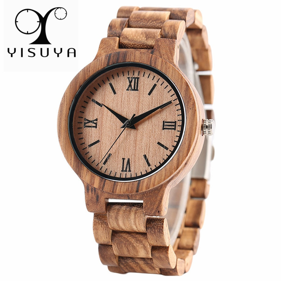 YISUYA Nature Wood Bamboo Watch Men Handmade Full Wooden Creative Women Watches New Fashion Quartz Clock Christmas Gift