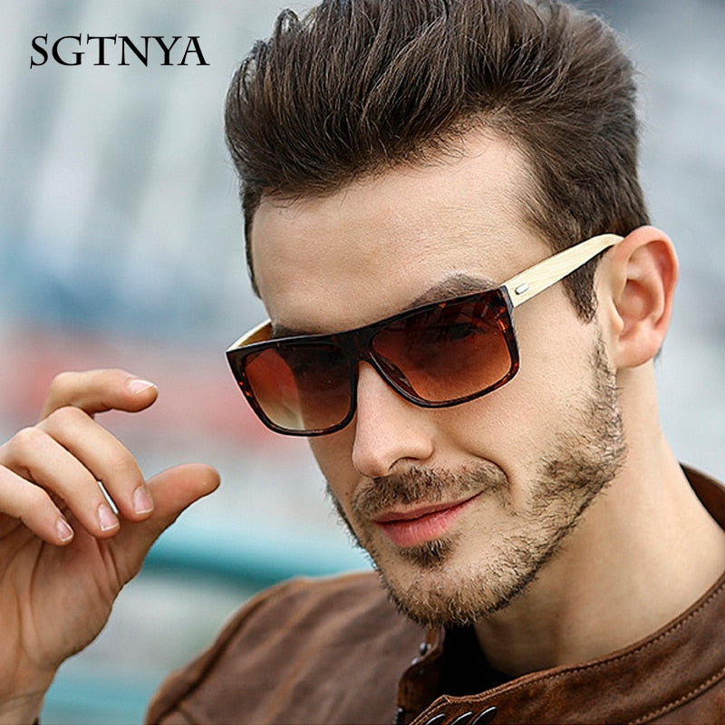 SGTNYA Europe and the United States new fashion sunglasses men's classic trend sunglasses bamboo legs glasses UV400
