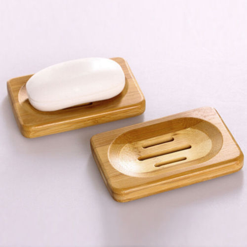 Natura Bamboo Bathroom Shower Soap Box Dish Storage Plate Drain Tray Holder Case