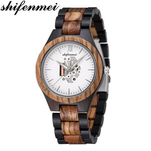 Shifenmei Wood Watch Mens Watches Top Brand Luxury Wooden Watches Male Quartz Wristwatch Full Bamboo Men Clock Relogio Masculino