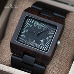 BOBO BIRD Timepieces Bamboo Wooden Men Watches Top Luxury Brand Rectangle Design Wood Band Watch for men