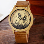 Black Tree of Life Imitation Bamboo Wood Watch Men Women Couple Quartz Wooden Clock Leather Wristwatch Male Reloj montre uhr