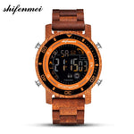 Shifenmei Smart Watch Men's Digital Electronic Wristwatches Male Sports Chronograph Luxury Army Men Wooden Watch Relojes Hombre