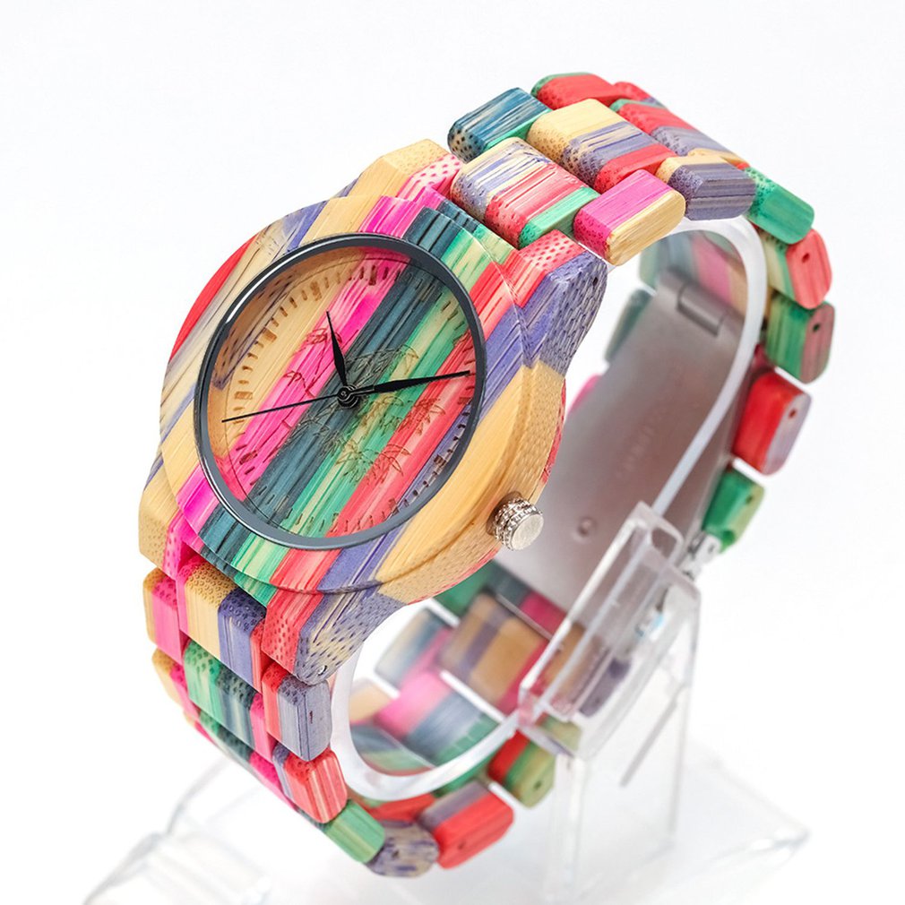 Fashion Environmental Protection Natural Ecological Carbonized Color Bamboo Wood Watch Simple Quartz Watch