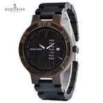 BOBO BIRD Wooden Watches Men Women Date Week Quartz Wristwatch Male часы мужские  Ebony Bamboo Wood Watch Dropshipping fast